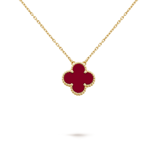 Collar Trébol Dorado y Rojo