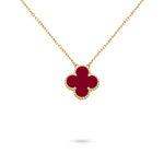 Collar Trébol Dorado y Rojo