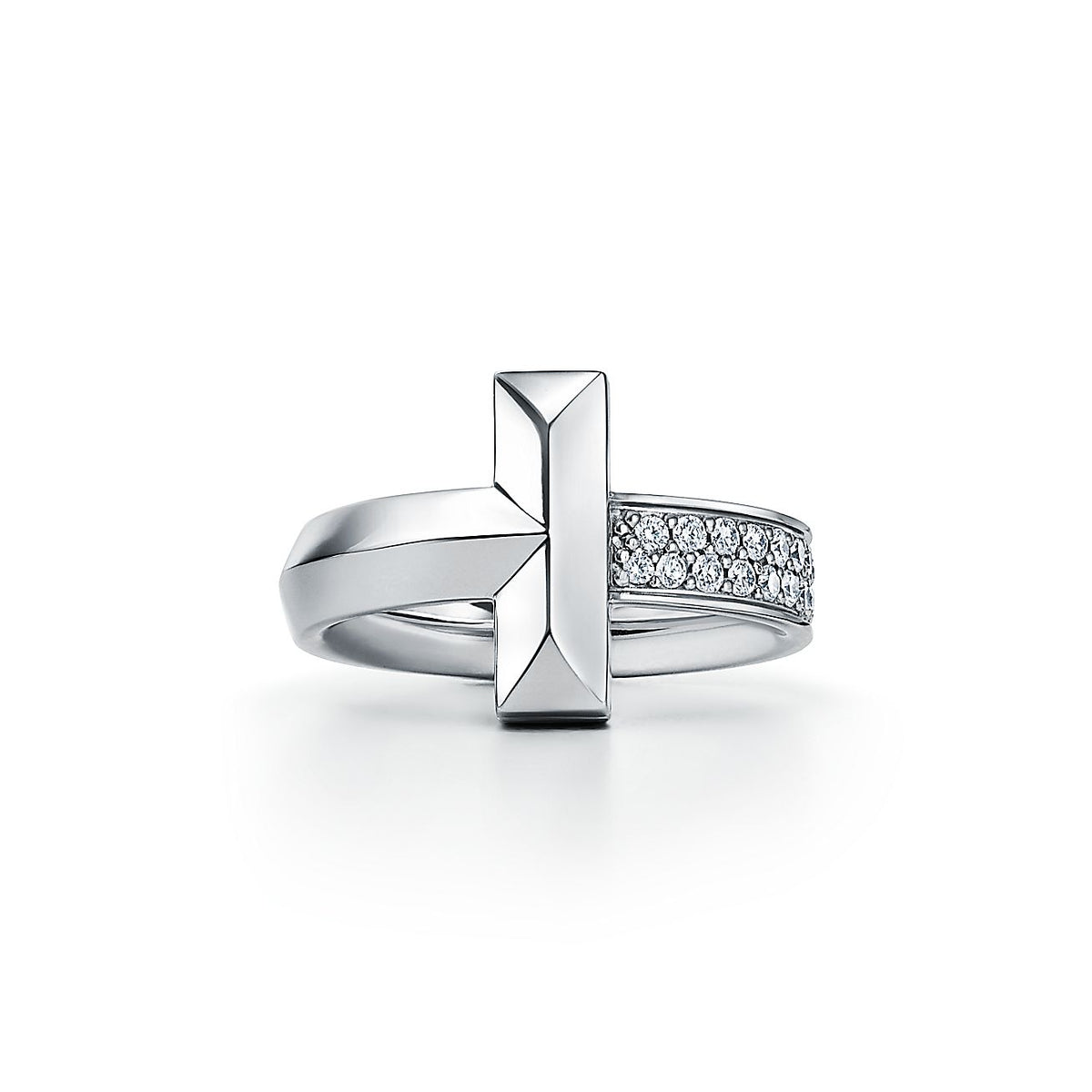Anillo T Plateado y Zirconias