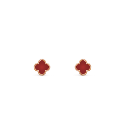 Pendientes Trébol Dorado y Rojo Pequeños