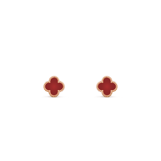 Pendientes Trébol Dorado y Rojo Pequeños