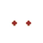 Pendientes Trébol Dorado y Rojo Pequeños