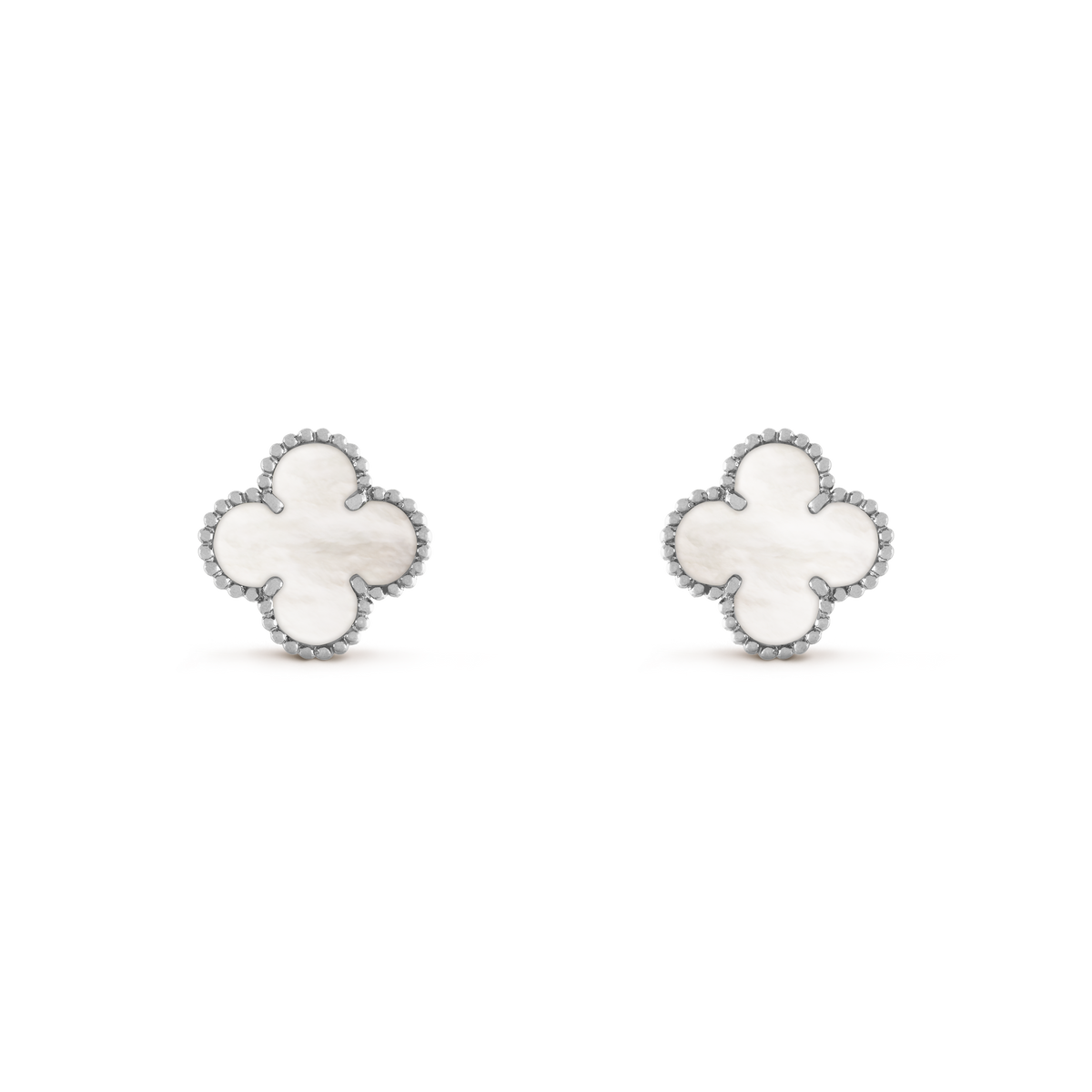 Pendientes Trébol Plata y Blanco