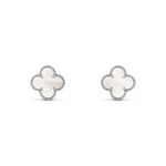 Pendientes Trébol Plata y Blanco