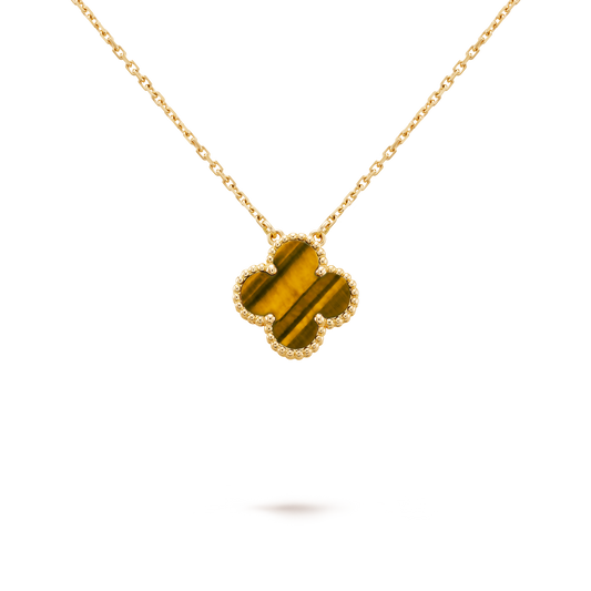 Collar Trébol Dorado y Marrón