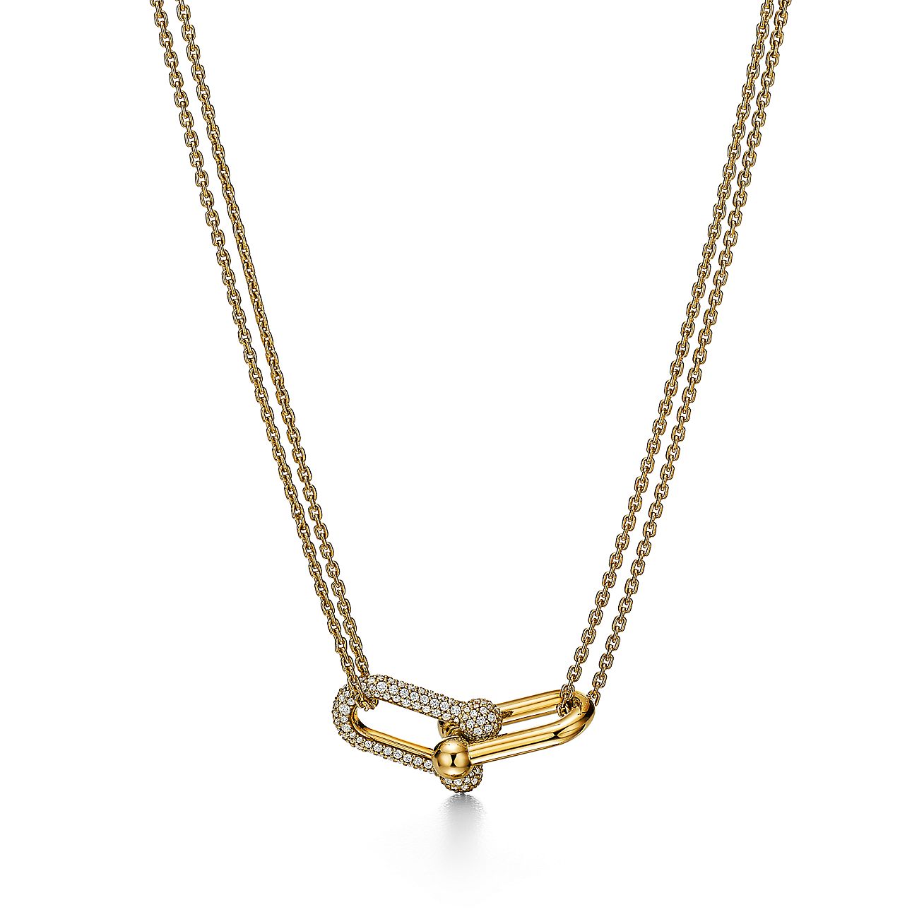 Collar Eslabon Dorado con Zirconias