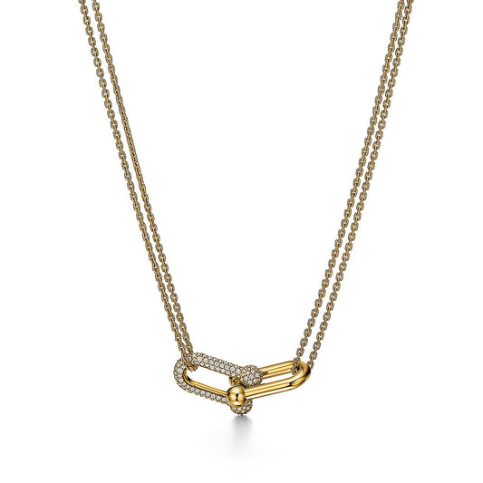 Collar Eslabon Dorado con Zirconias