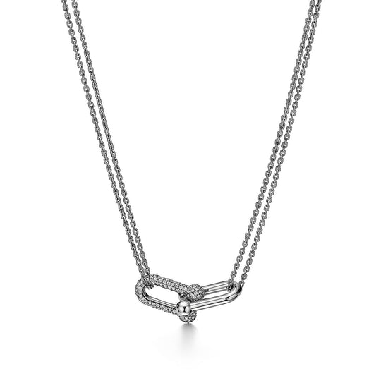Collar Eslabon Plateado con Zirconias