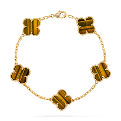 Pulsera Trébol Dorada y Marrón