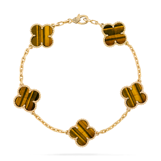 Pulsera Trébol Dorada y Marrón