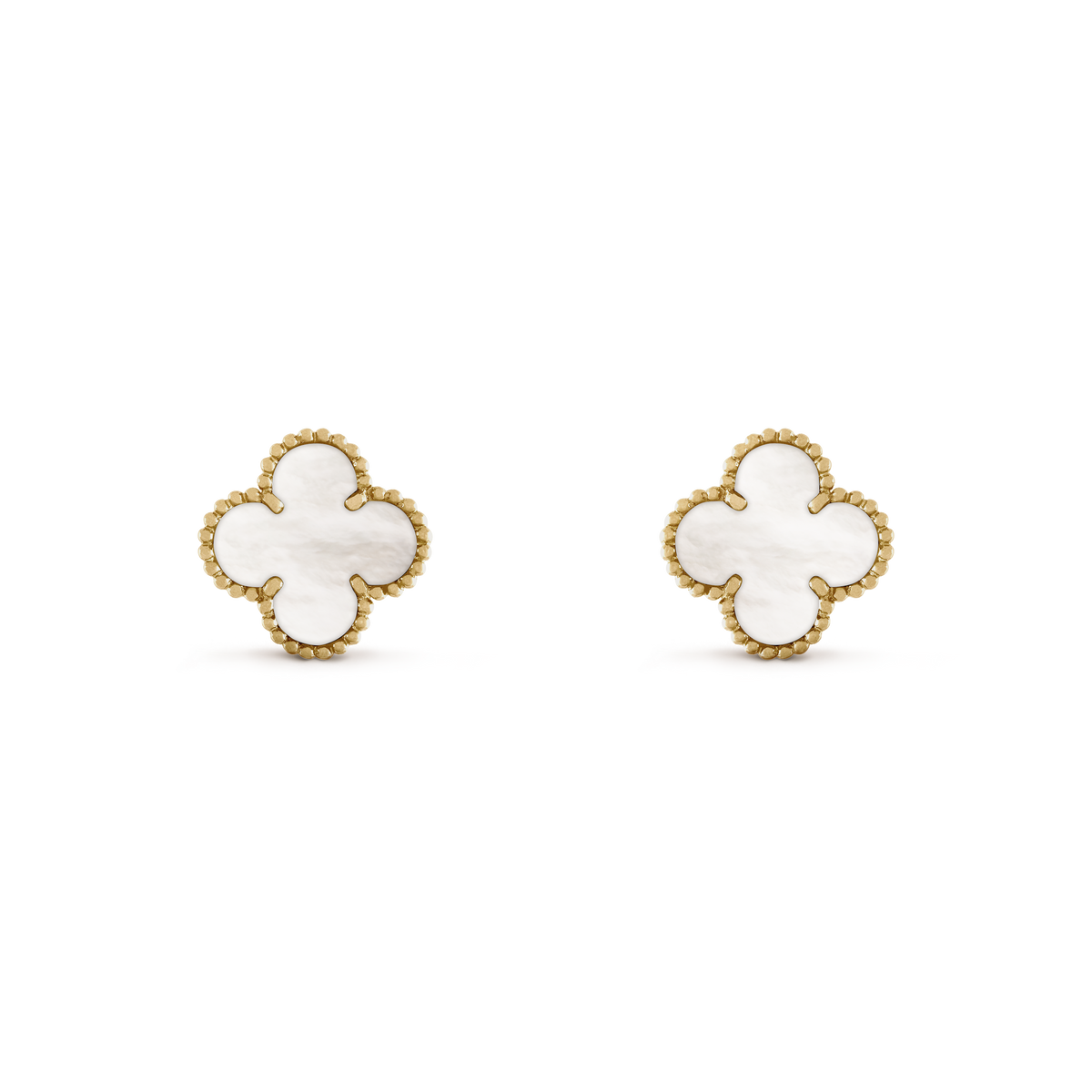 Pendientes Trébol Dorado y Blanco