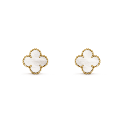 Pendientes Trébol Dorado y Blanco