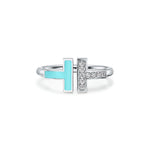Anillo Plateado T Azul