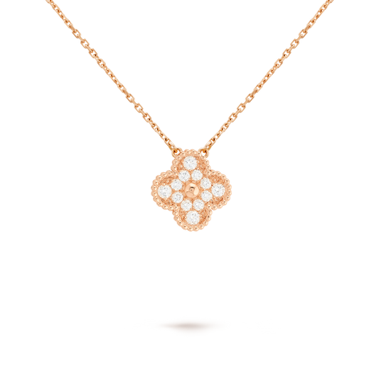 Collar Trébol Rosado y Blanco