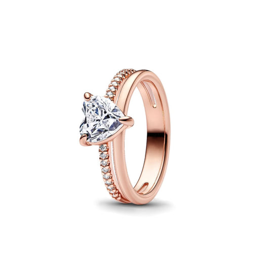 Anillo Corazón Doble Banda