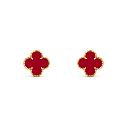 Pendientes Trébol Dorado y Rojo