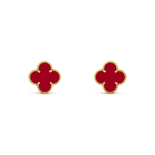 Pendientes Trébol Dorado y Rojo