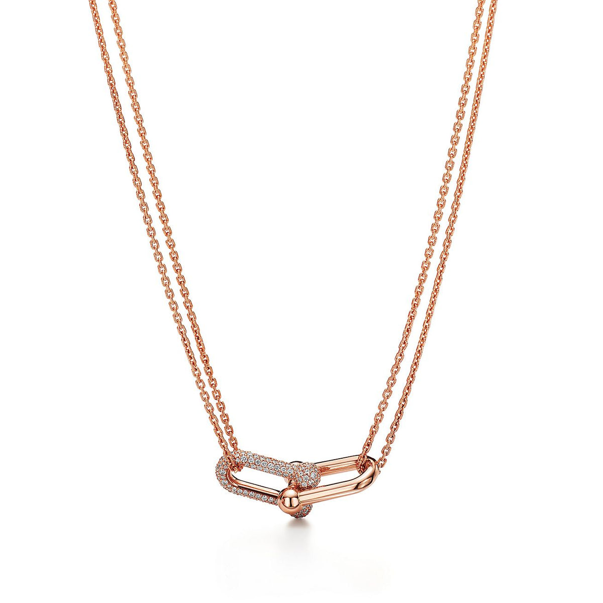 Collar Eslabon Rosado con Zirconias