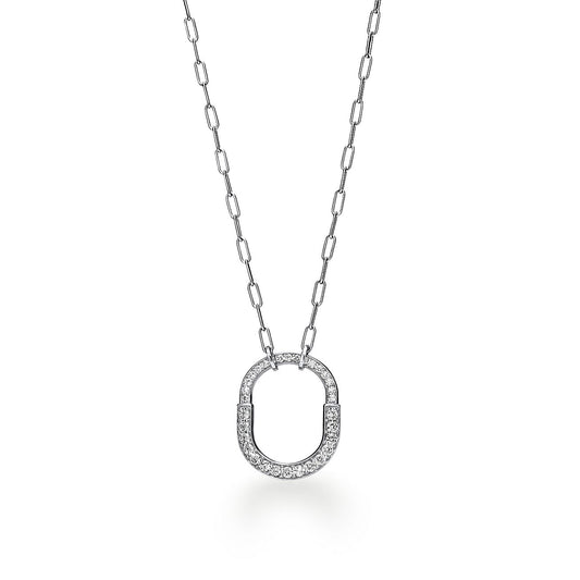 Collar Lock Plateado Full Zirconias