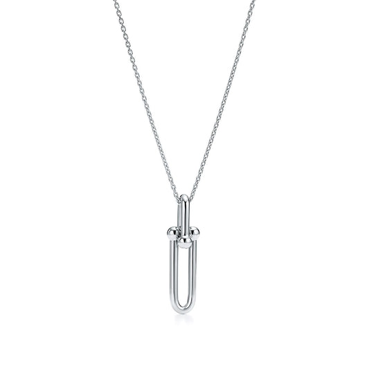 Collar Eslabon Plateado Vertical