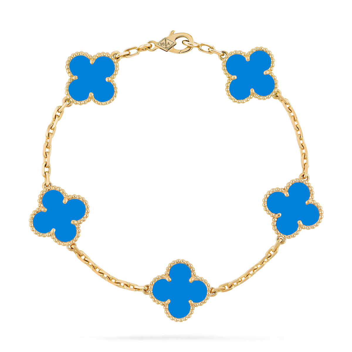 Pulsera Trébol Dorada y Azul