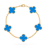 Pulsera Trébol Dorada y Azul