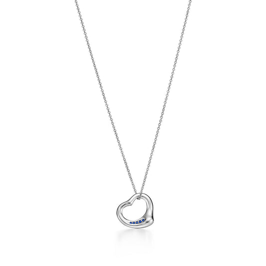 Collar Corazón Plateado Zirconia Azul