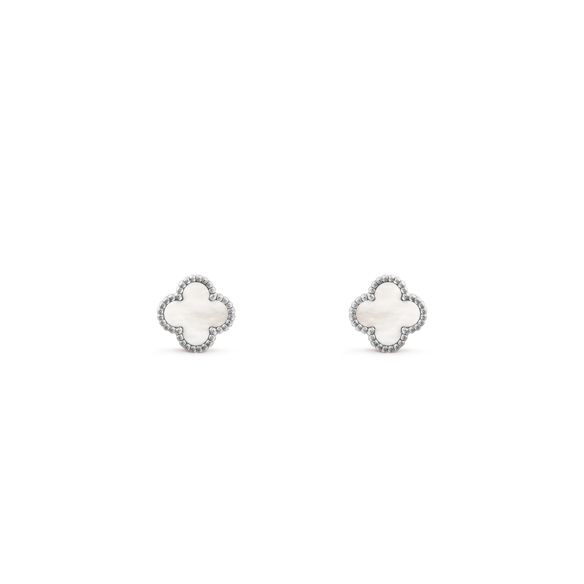 Pendientes Trébol Plata y Blanco Pequeños