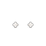 Pendientes Trébol Plata y Blanco Pequeños