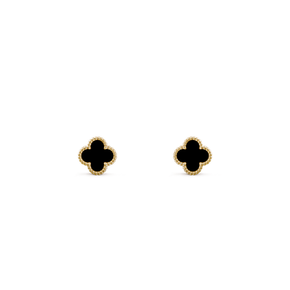 Pendientes Trébol Dorado y Negro Pequeños
