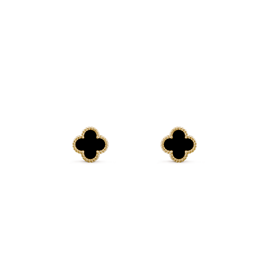 Pendientes Trébol Dorado y Negro Pequeños
