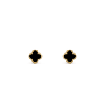 Pendientes Trébol Dorado y Negro Pequeños