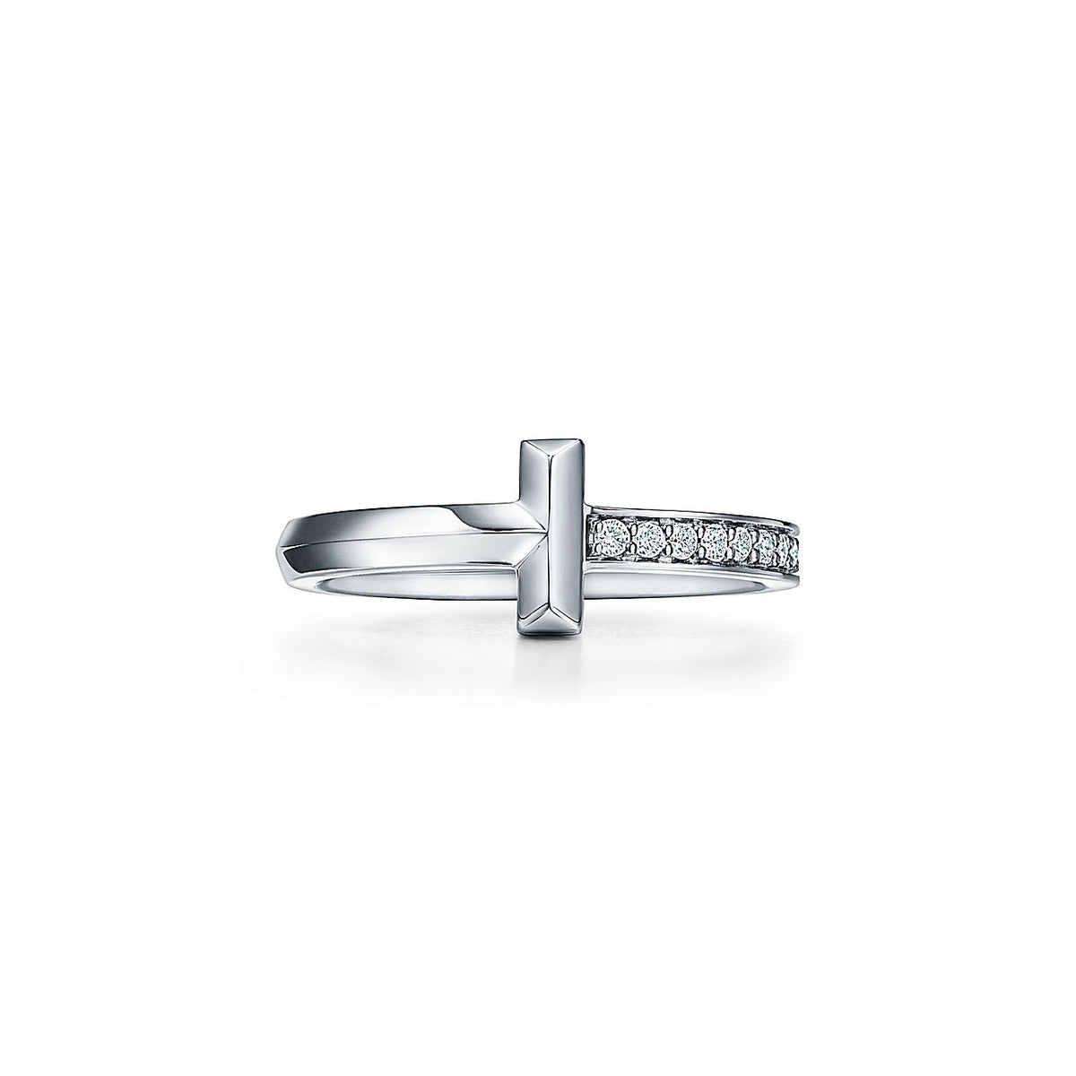 Anillo T Plateado y Zirconias