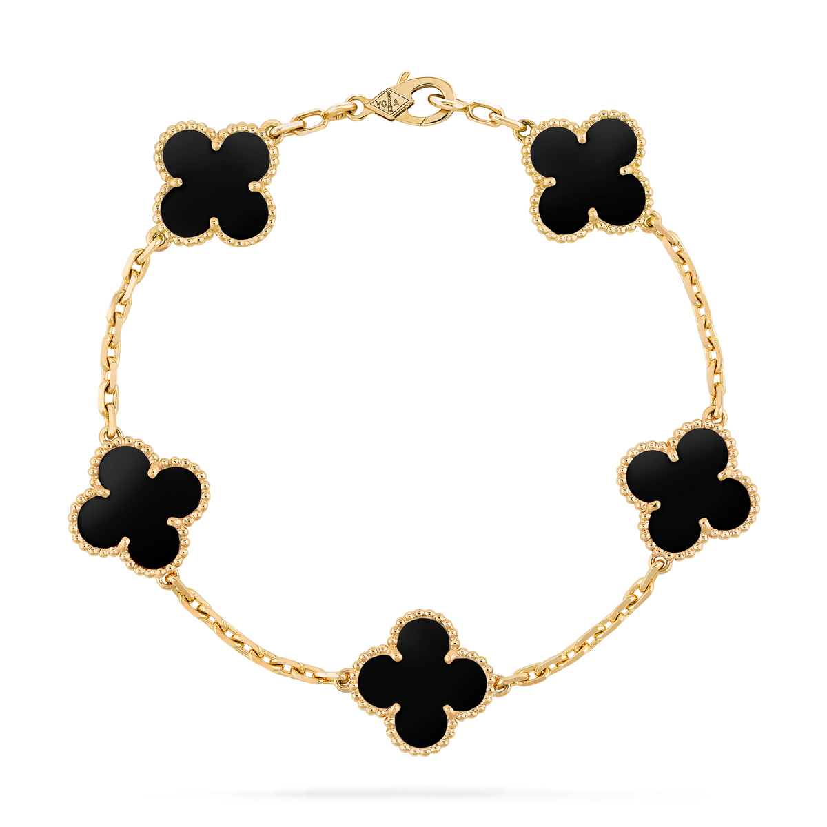 Pulsera Trébol Dorada y Negro