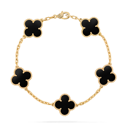 Pulsera Trébol Dorada y Negro