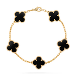 Pulsera Trébol Dorada y Negro