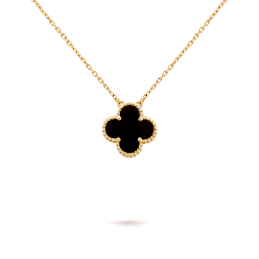 Collar Trébol Dorado y Negro