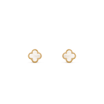 Pendientes Trébol Dorado y Blanco Pequeños