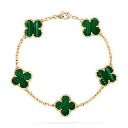 Pulsera Trébol Dorada y Verde