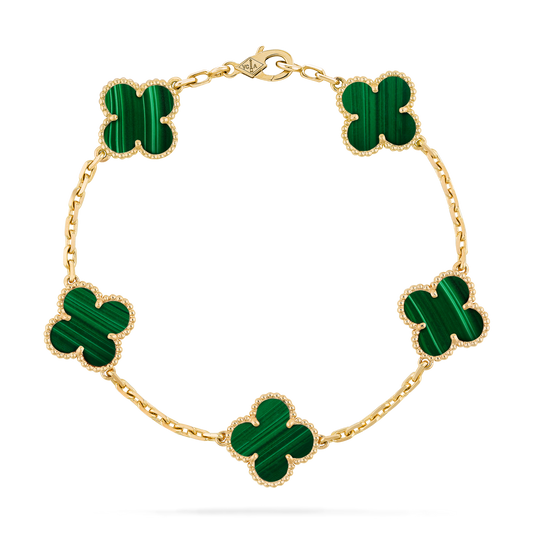 Pulsera Trébol Dorada y Verde