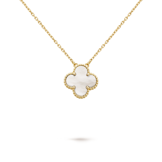 Collar Trébol Dorado y Blanco