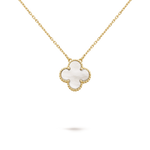 Collar Trébol Dorado y Blanco