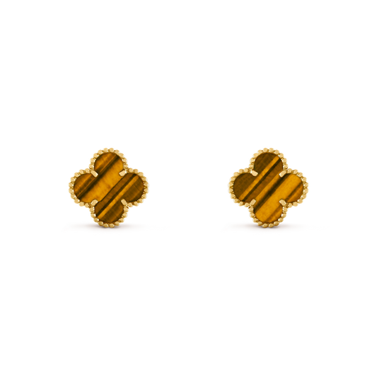 Pendientes Trébol Dorado y Marrón