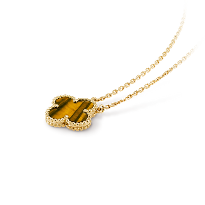 Collar Trébol Dorado y Marrón