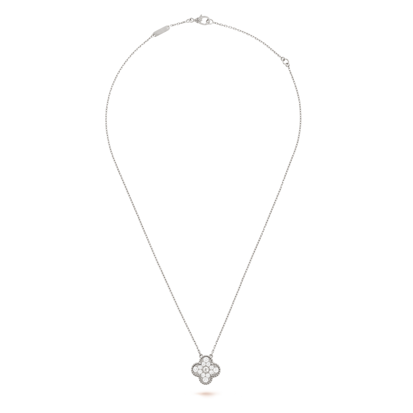 Collar Trébol Plata y Blanco