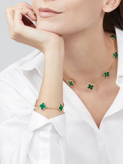 Pulsera Trébol Dorada y Verde