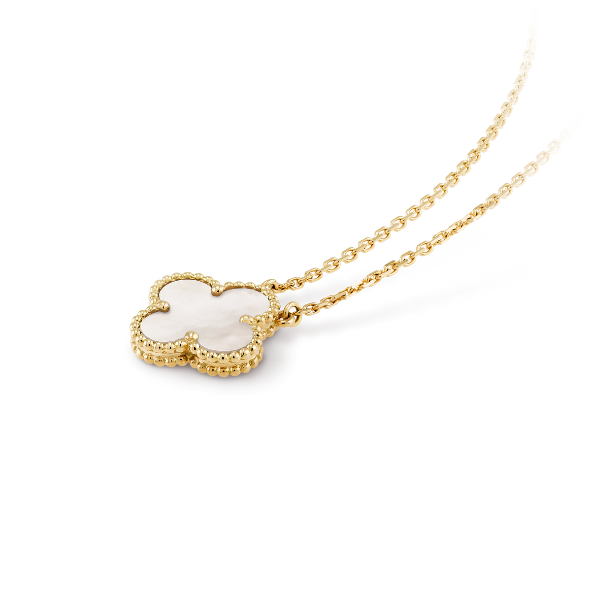 Collar Trébol Dorado y Blanco
