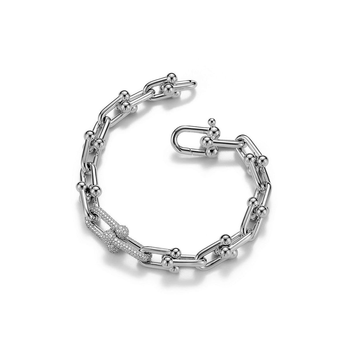 Pulsera Full Eslabones Plateado y Zirconias