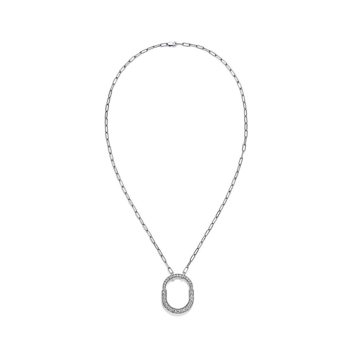 Collar Lock Plateado Full Zirconias