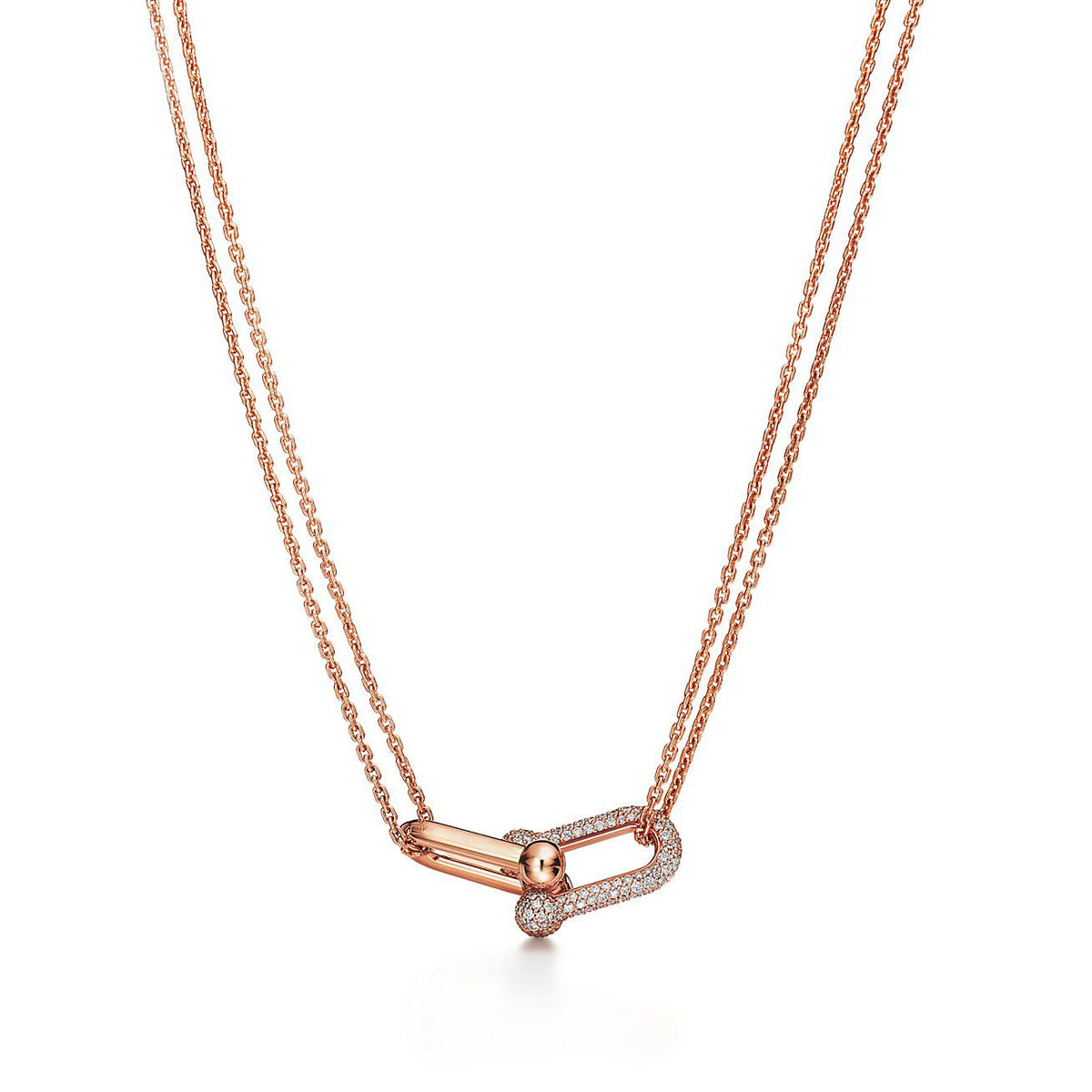 Collar Eslabon Rosado con Zirconias